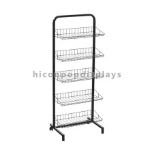 2-Caster Geschenke Store Metall Tube Metall Wire Floor Standing Dekoration Retail Ribbon Display Stand